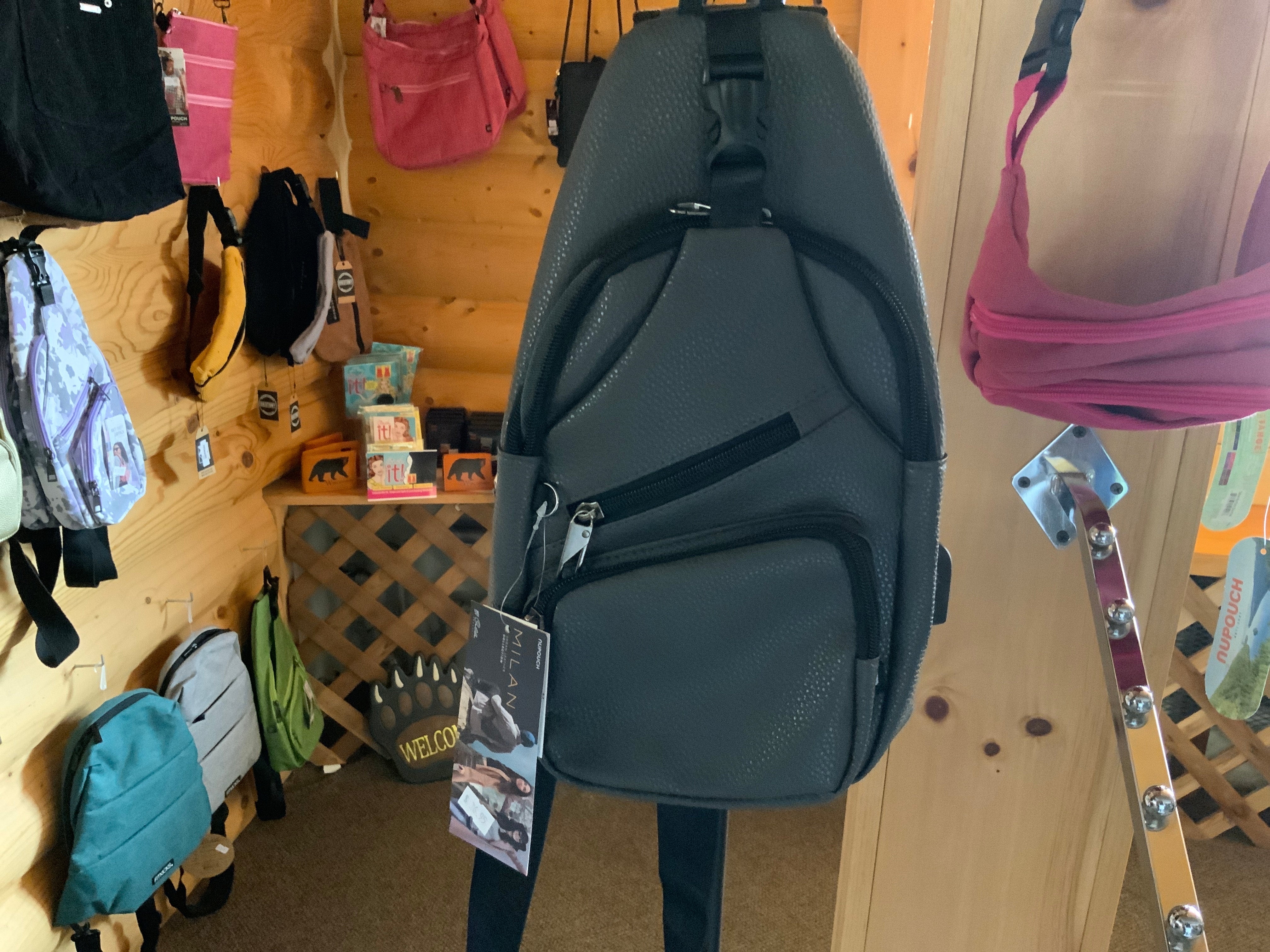 Nupouch Milan Anti-Theft Daypack Crossbody Sling Backpack, Vegan Leather, USB... Nupouch Vegan Leather Pink Daypack | Wampum Shop main image 2